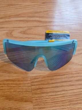 Easton Light Blue Sport Sunglasses with Yellow Tag